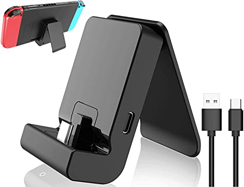 Switch Stand for Nintendo,Charging Dock for Nintendo Switch and Nintendo Switch Lite/OLED, Portable Switch Adjustable Charging Stand with USB Type C Charger Port & USB C Charging Cable(Black)