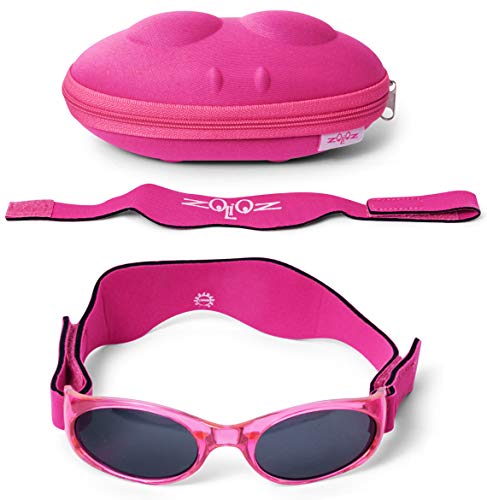 Tuga Baby/Toddler UV 400 Sunglasses w/ 2 Straps & Case, Pink