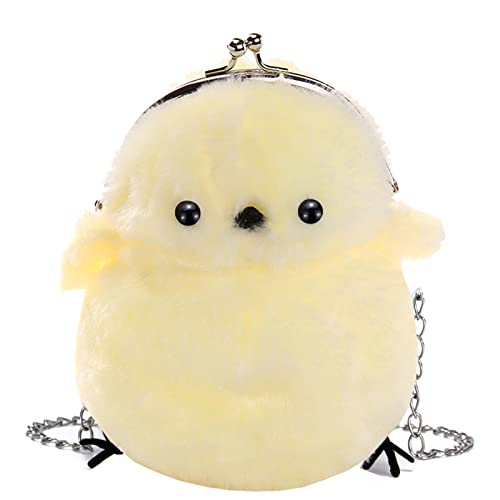 JHVYF Women Cute Plush Crossbody Bag Small Chick Shoulder Purse Cell Phone Wallet Clasp Closure Bags with 45' Chain Strap Yellow