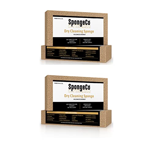 SpongeCo - Dry Cleaning Soot Eraser Sponge - Pet Hair, Smoke, Soot, Dust and Dirt Remover - 3x6 Double, One Unit (2 Pack Single) All Natural Latex Rubber, Made in The USA