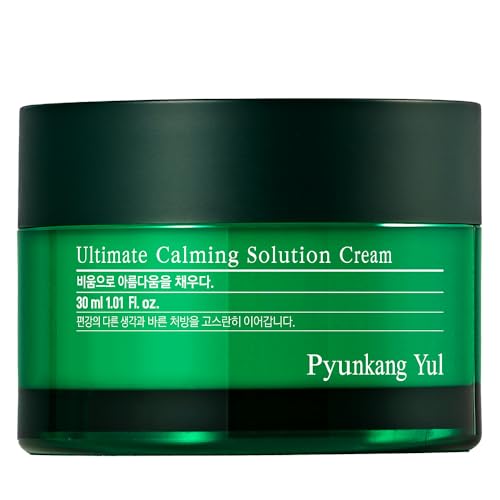 Pyunkang Yul Ultimate Calming Solution Cream with Squalane, Shea Butter, Ceramides, Tea Tree, CICA, Hyaluronic acid, Honeysuckle to Soothe, Deep Moist, Hydrate Dry, Sensitive Facial Skin, 1.01fl.oz.