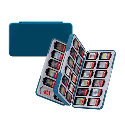 JINGDU 48-Slot Switch Game Card Case Compatible with Switch Game Cards & micro SD Cards, the Games Holder Organizer Suitable for Switch, Lite & OLED Game Card, Lake Blue Random Pattern