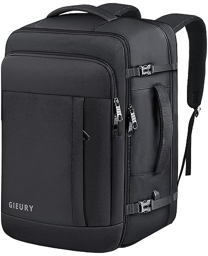 Gieury Carry On Backpack, 50L Travel Backpack, Luggage Backpack TSA Flight Approved Laptop Backpack for Men & Women, Large Expandable Backpack 40L Daypack Lightweight Business Weekender Bag, Black