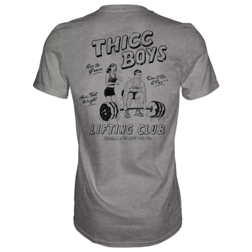 Combat Iron Thicc Boys Weightlifting Workout Club Men's Graphic Short Sleeve T-Shirt - Athletic Fit Tees Men (Gray, X-Large)