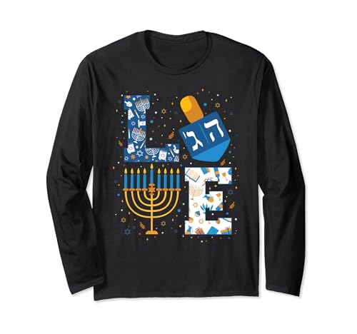 Hanukkah love with menorah for jewish christmas holiday Long Sleeve T-Shirt