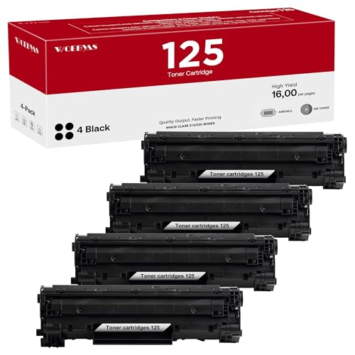 125 CRG125 Toner Cartridge Replacement for Canon 125 CRG-125 3484B001 Work with ImageCLASS LBP6030w LBP6000 MF3010 LBP3100 Printers(4XL-Pack,Black)