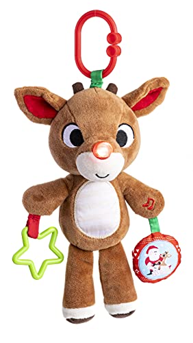 KIDS PREFERRED Rudolph The Red-Nosed Reindeer On The Go Teether Developmental Activity Toy, 12 inches , Brown