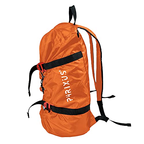 PHRIXUS Rock Climbing Rope Bag, Waterproof Folding Rope Storage Bag with Ground Sheet, Buckles and Carry Straps, Large Capacity Backpack Rock Climbing Gear for Rock Climbing Rope, Orange