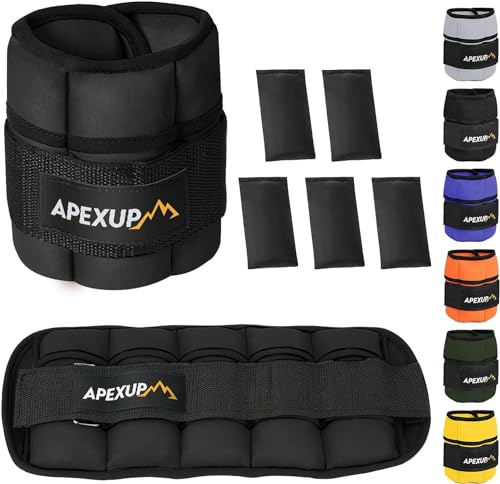 APEXUP 10lbs/Pair Adjustable Ankle Weights for Women and Men, Modularized Leg Weight Straps for Yoga, Walking, Running, Aerobics, Gym (Black)
