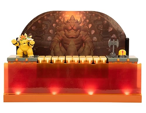 Super Mario Nintendo Deluxe Bowser Battle Playset with Lights and Sounds, 2.5 Inch Bowser Action Figure Included