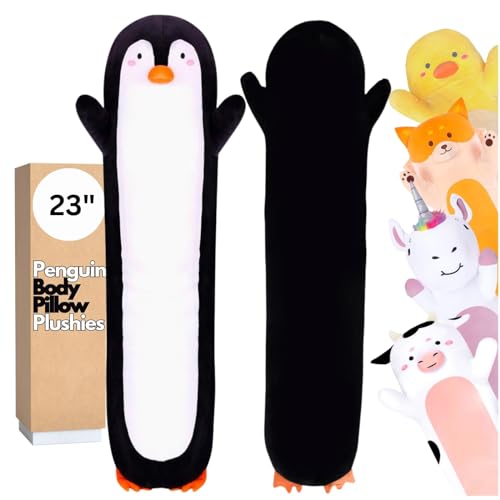 Cuddle Paws Penguin Plush Body Pillow for Kids 23 inches, Long Penguin Plush Toys for Kids, Penguin cuddle pillow, Giant Penguin stuffed animal, Penguin Gifts for kids