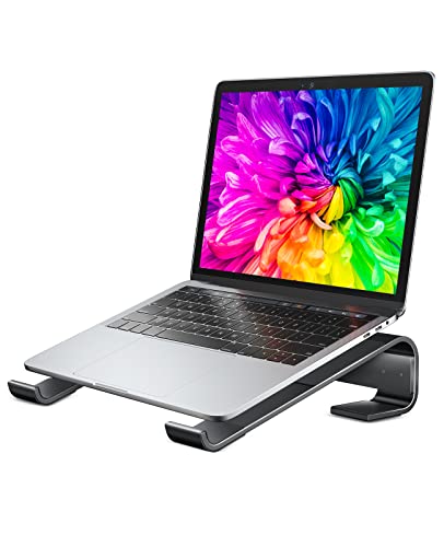 Soqool Laptop Stand for Desk, Ergonomic Detachable Laptop Riser, Aluminum MacBook Stand, Compatible with 12-17'' All Laptops Such as MacBook Pro/HP/Dell/Lenovo, Black
