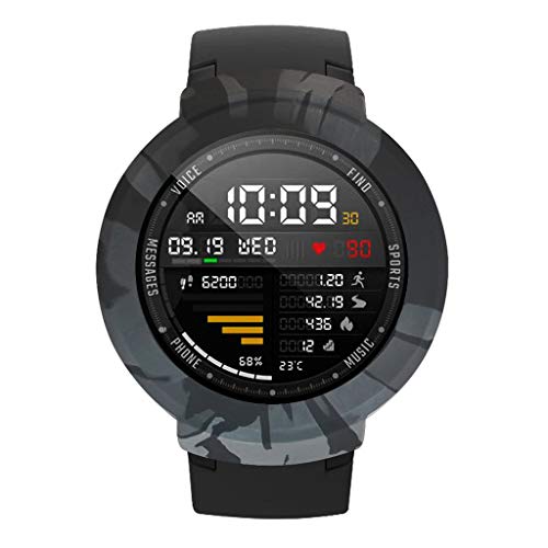 Shan-S Protective Bumper Cover for Amazfit Verge Watch, Soft TPU Full Case Shell Frame Shockproof Anti-Scracth Camouflage Pattern Skin Protector Cover for Amazfit Verge Smart Watch