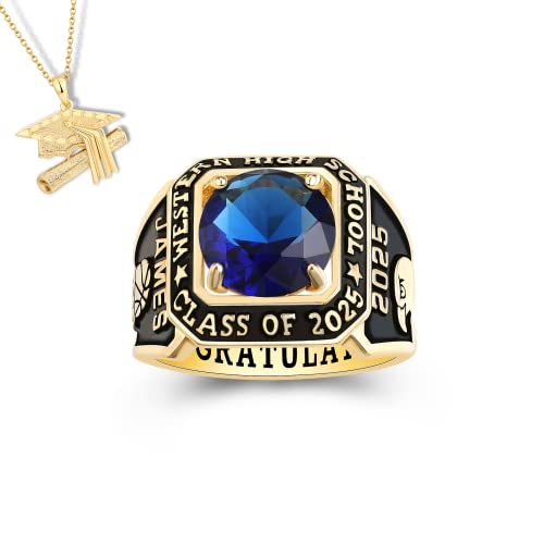 PJM Customized Sterling Silver or 10KT Gold Men's Class Ring – Mementos EXPRESS 7 Days Option - Achiever Collection - Mementos Jewelry (Sterling Silver Gold - EXPRESS 7 Days)