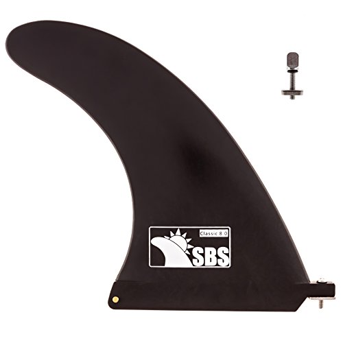 SBS 8' Longboard & SUP Single Fin - Free No Tool Fin Screw - 8 inch Center Fin for Surfboard & Paddleboard
