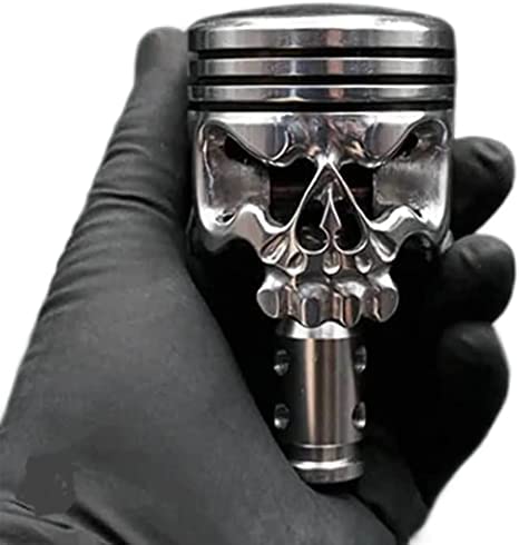 ABOULLY Shift Knob Made from Motorcycle Piston, JDM Stainless Steel Skull Shape Shifter Stick Knob Car Shift Head Shifting Lever Handle Fit Most Automatic Manual Vehicle (C)