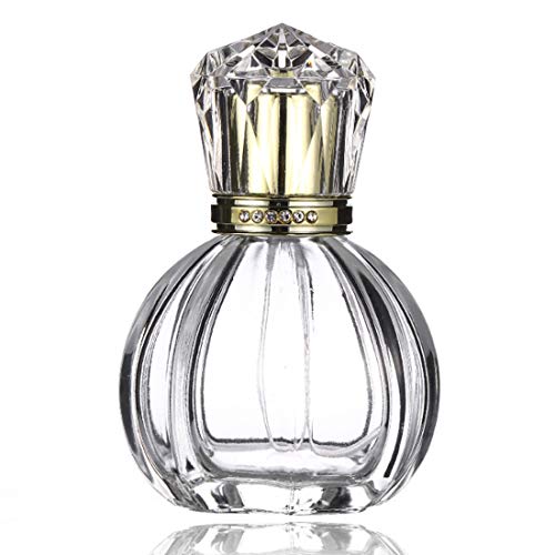 Enslz 50ml 1.7 oz Vintage Pumpkin Shape Spray Bottle Refillable Crystal Glass Atomizer Empty Fine Mist Spray Perfume Bottles (Pumpkin)