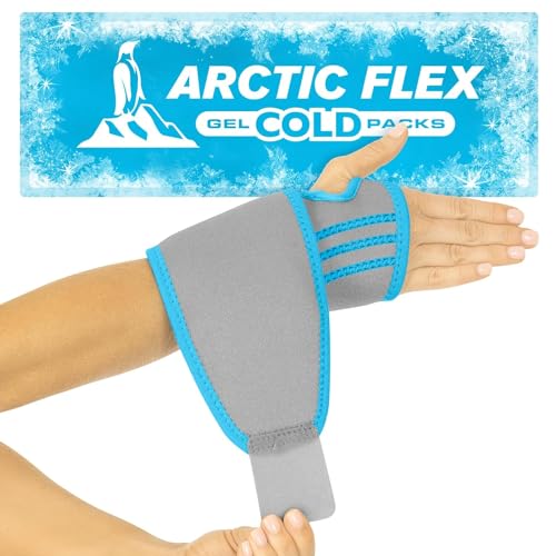 Arctic Flex Wrist Ice Pack Wrap - Refreezable Gel Compression Support - Flexible Hot & Cold Brace for Injuries, Rheumatoid, Tendinitis, Swelling & Carpal Tunnel - Reusable for Pain & Muscle Therapy