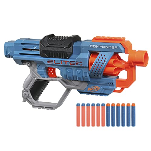 Nerf Elite 2.0 Commander RD-6 Dart Blaster, 12 Elite Darts, 6-Dart Rotating Drum, Blasters, Kids Outdoor Toys for 8 Year Old Boys & Girls and Up