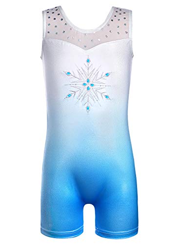 HOZIY Gymnastics Leotard for Girls 4t 5t Shiny Diamond Dance Snowflake Froze Blue