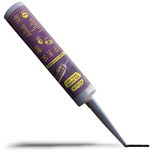 ATack Black Silicone Sealant Caulk 10.1 oz 100% Silicone Black Caulking Waterproof | Black RTV Silicone Sealant for RV Sealant and Caulking | High Temp Marine Caulk for Wood, Aquarium, Bathtub Shower