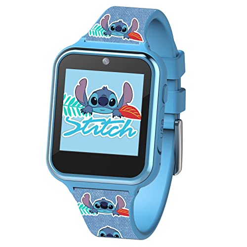 Accutime Kids Disney Lilo & Stitch Blue Educational Learning Touchscreen Smart Watch Toy for Girls, Boys, Toddlers - Selfie Cam, Learning Games, Alarm, Calculator, Pedometer & More (Model: LAS4024AZ)