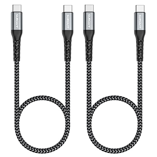 SUNGUY USB-C to USB-C Cable, [2Pack, 2FT] 60W USBC to USBC Fast Charger Cable for iPhone 15/15 Plus/15 Pro/15 Pro Max, Galaxy S23/S22 Ultra/Z Fold, iPad Pro/Air 2020, MacBook Air/Pro, PS5