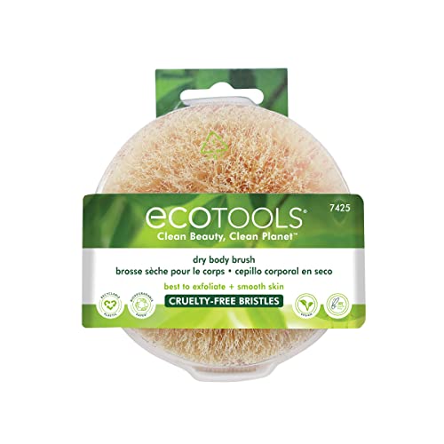 EcoTools Dry Body Brush, Cruelty-Free Bristles Exfoliate & Smooth Skin, Dry Brushing Removes Dry Skin, May Help Improve Circulation & Skin Tone, Eco-Friendly Skincare Tool, Vegan, 1 Count