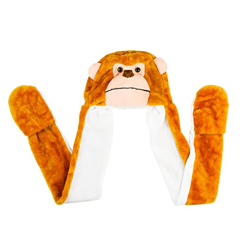 Cute Plush Animal Head Winter Hat Warm Winter Fashion Clothing Accessories (Monkey (Long))