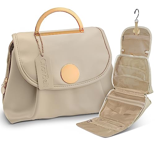 Chandelli Designer Travel Toiletry Bag With Hook - Fits 40 Toiletries - Large Toiletry Bag Hanging - Hanging Makeup Bag Travel Cosmetic Bag - Travel Gifts For Women - Bathroom Travel Bag For Women