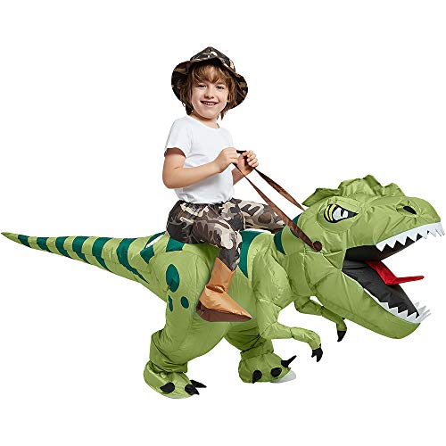 One Casa Inflatable Dinosaur Costume Riding T Rex Air Blow up Funny Fancy Dress Party Halloween Costume for Kids (2-3 Yrs)