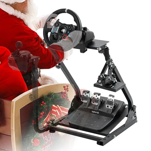 Gazzyt Racing Wheel Stand with Double Shifter Foldable fit for Logitech,Thrustmaster G25 G27 G29 G920 G923 T150 T248 Steering Wheel Frame Driving Mount without Wheel Shifter and Pedal