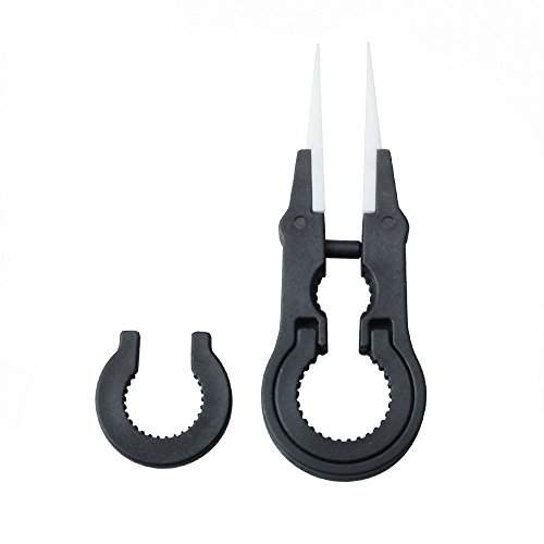 Twinsisi Micro Portable Zirconia Ceramic Pointed Tweezers Precision, Wire Heat Resistant Antimagnetic Tweezers Spanner Tool for Wrapping Coils Adjustment (black)