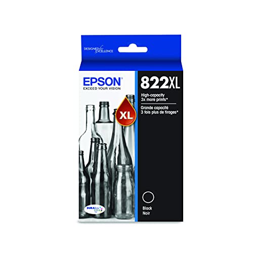 EPSON 822 DURABrite Ultra Ink High Capacity Black Cartridge (T822XL120-S) Works with WorkForce Pro WF-3820, WF-3823, WF-4820, WF-4830, WF-4833, WF-4834