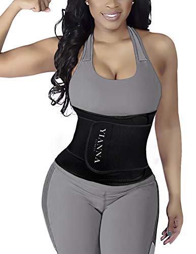 YIANNA Waist Trainer Belt for Women Waist Trimmer Eraser Belly Band Body Shaper Sports Girdles Tummy Control, YA8010-Black-S