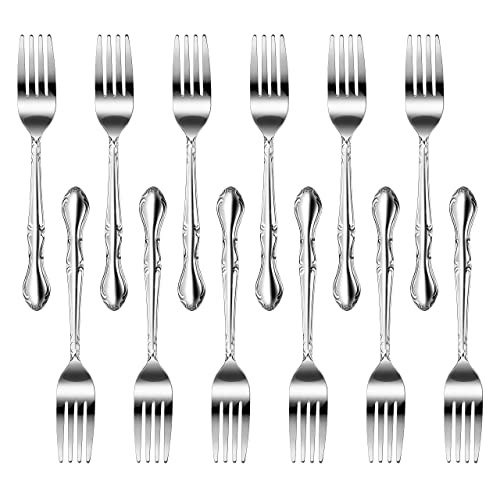 New Star Foodservice Stainless Steel Rose Pattern Dinner Fork, 7.2-Inch, Set of 12…