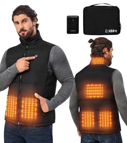 Coldbling Heated Vest for Men Women with 7.4V Battery Pack, 6 Heating Zones Unisex Heat Vest, Lightweight Warm Winter Vest