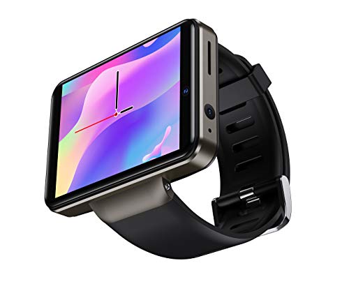 Rainbuvvy DM101 4G Smart Watch for Men 2.41' Display Android 7.1 1GB RAM 16GB ROM 2080mAh Watch Phone with Face ID Dual Camera Bluetooth GPS IP67 Waterproof Smartwatch (Black - 3GB+32GB)