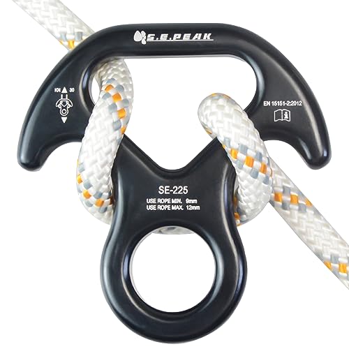 S.E.PEAK 30kN Rescue Figure 8 Descender w/Bent-Ear, Rappelling Gear Downhill Equipment Belay Device Rigging Plate for Rock Climbing/Aluminum Alloy,Black