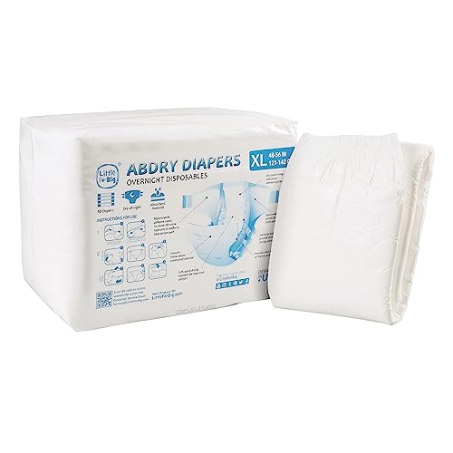Littleforbig Adult Diaper 10 Pieces - ABDry White Diapers (X-Large 48'-56')