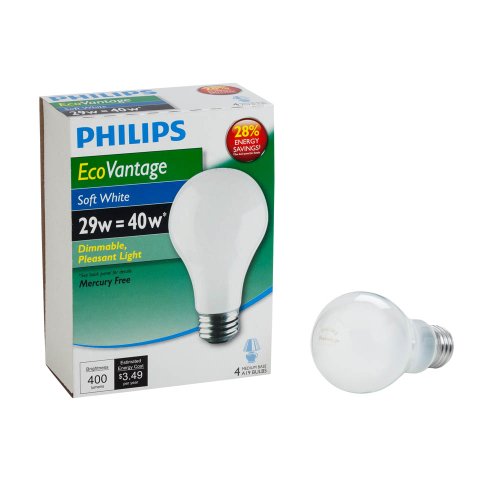 Philips 426007 29-watt A19 Dimmable Light Bulb, Soft White , 4-Pack
