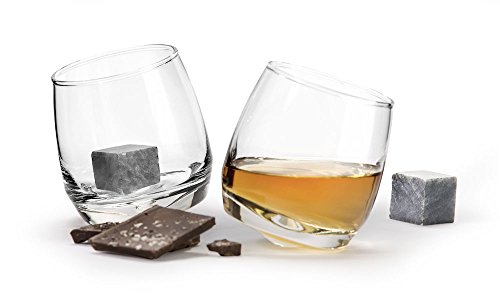 Sagaform Ready-to-Give Gift Club Collection Rocking Tumbler Glasses with Drink Stones, Set of 2, 2 Count (Pack of 1), Clear