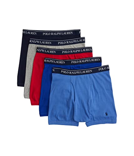 POLO RALPH LAUREN P5 Classic Fit Cotton Boxer Briefs Andover Heather/Aerial Blue/Rugby Royal Rl2000 Red/Cruise Navy XL