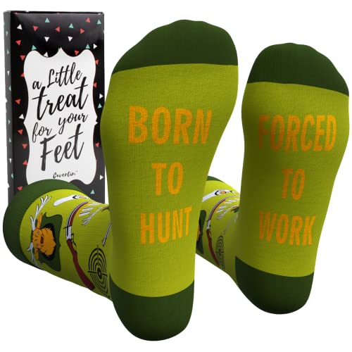 Cavertin Men's Funny Socks Hunting Fishing Football Baseball Gaming Golf Taco Pizza Bacon Christmas Gift for Men (Hunting)