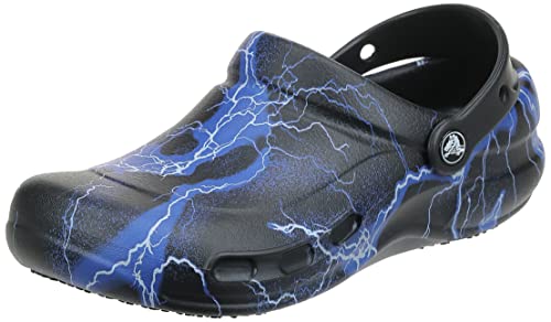 Crocs Unisex Bistro Graphic Clogs, Slip Resistant Work Shoes, Black/Lightning, 11 US Men