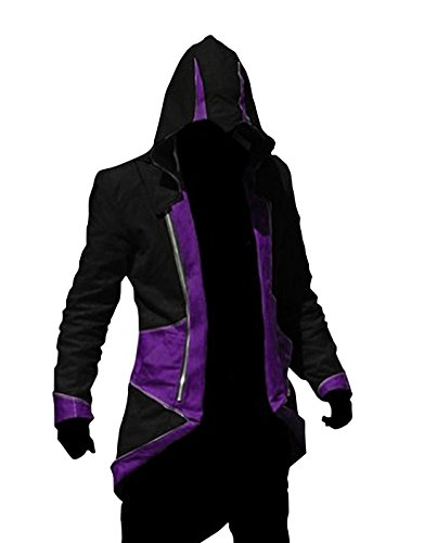 Cos2be Hoodie Jacket Coat (Black&Purple,Men-M)