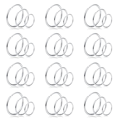 Drperfect 36Pcs 20G Nose Ring Hoop for Women Men 316L Stainless Steel Helix Tragus Lip Septum Ring Cartilage Earring Hoop Piercing Jewelry