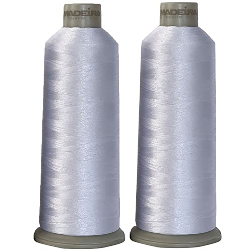 Madeira Embroidery Thread - Madeira 1801 - (2 Pack) White Embroidery Thread - 5500Yd for All Purpose Sewing - Cone - Huge Spool Embroidery Machine Thread