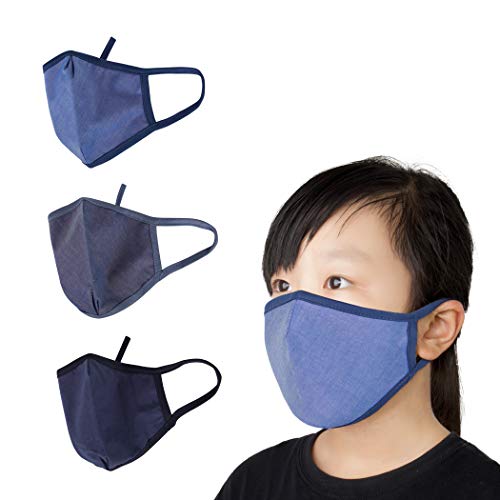 Be Wise Kids' (8-12 Years) Washable Face Mask for Protection – Cotton with Earloops, Blue Multi, One Size