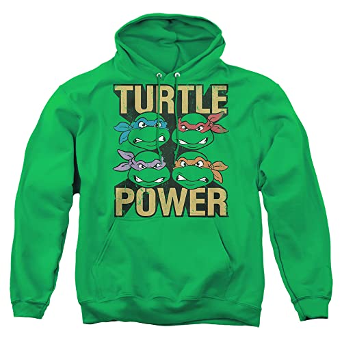 Popfunk Classic TMNT Teenage Mutant Ninja Turtles Turtle Power Unisex Adult Pull-Over Hoodie, Kelly Green, 2X-Large